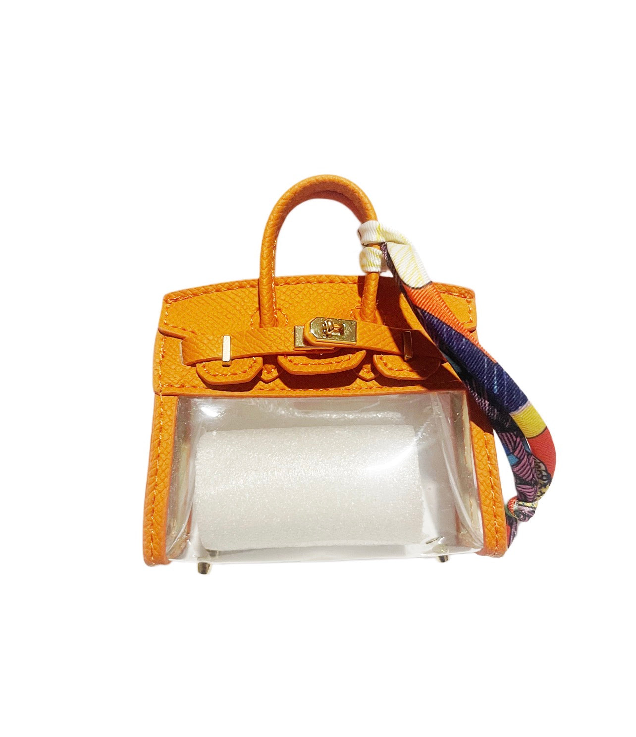 Orange clear Handbag Keychain with Scarf