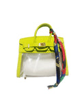 Yellow clear Handbag Keychain with Scarf