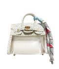 White Snakeskin Large Handbag Keychain with Scarf