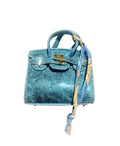 Blue Snakeskin Handbag Keychain with Scarf