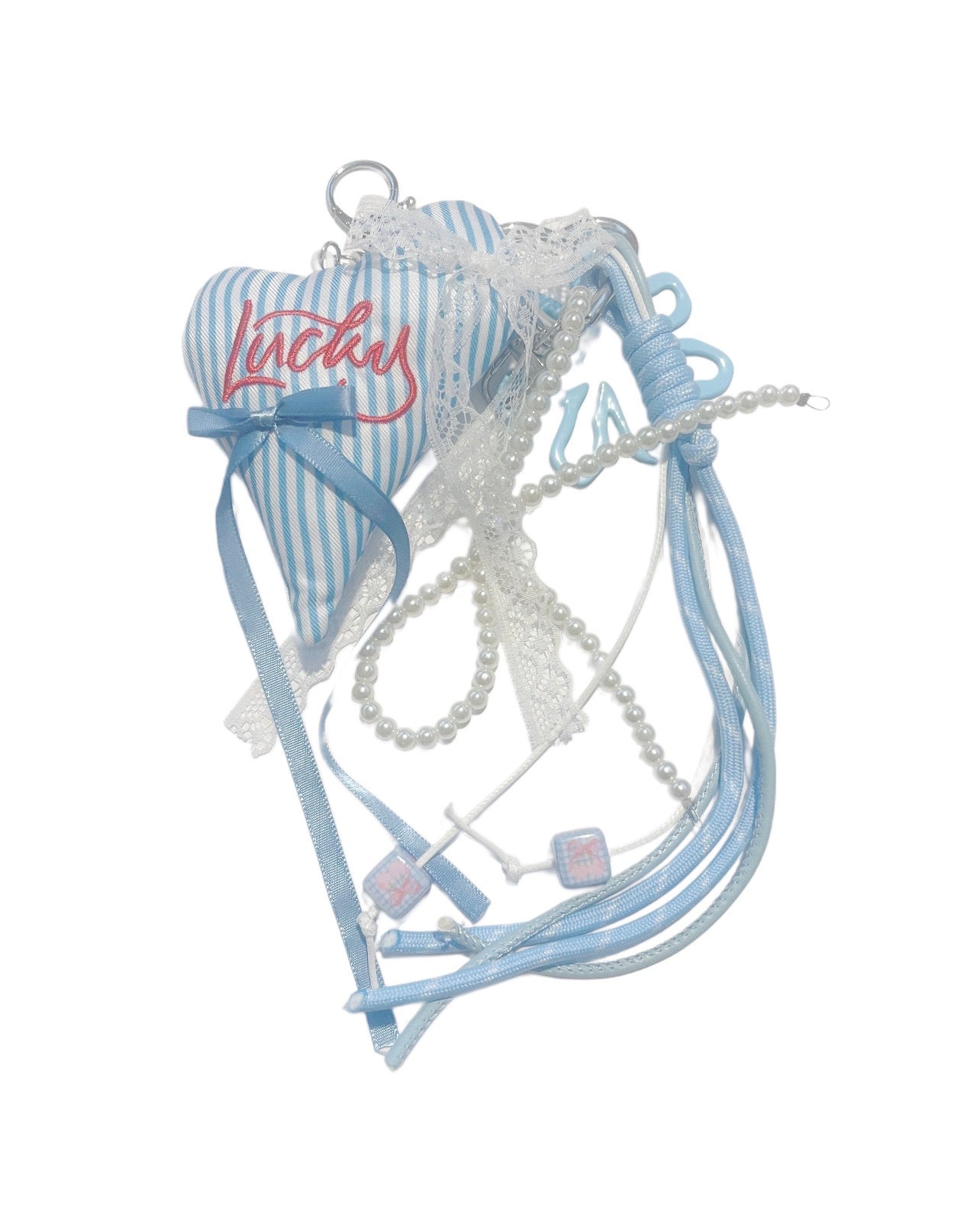 Light Blue Rope with Heart Keychain