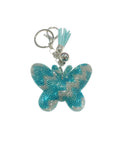 Light Blue and White Bling Butterfly Keychain
