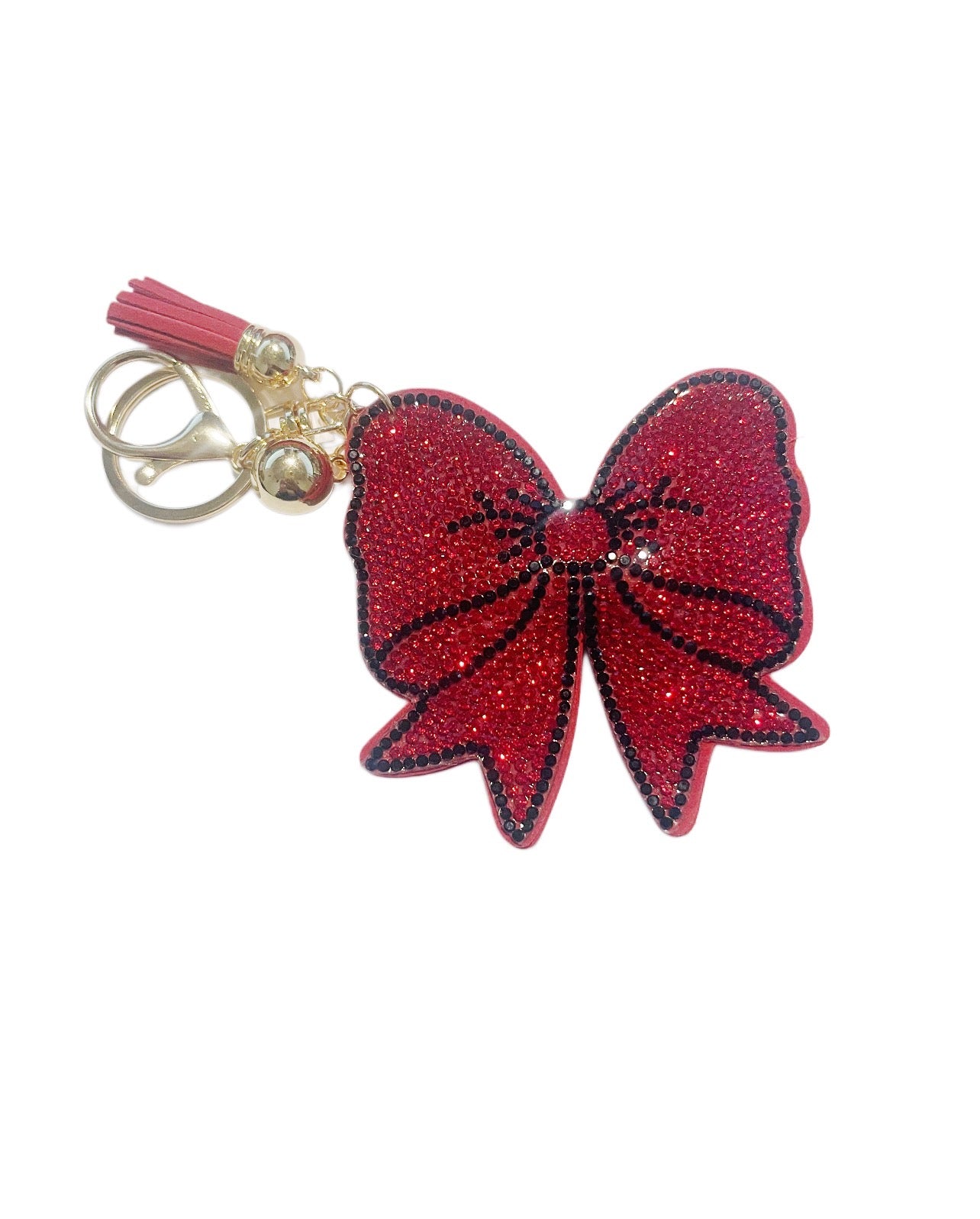 Large Red and White Bow Keychain