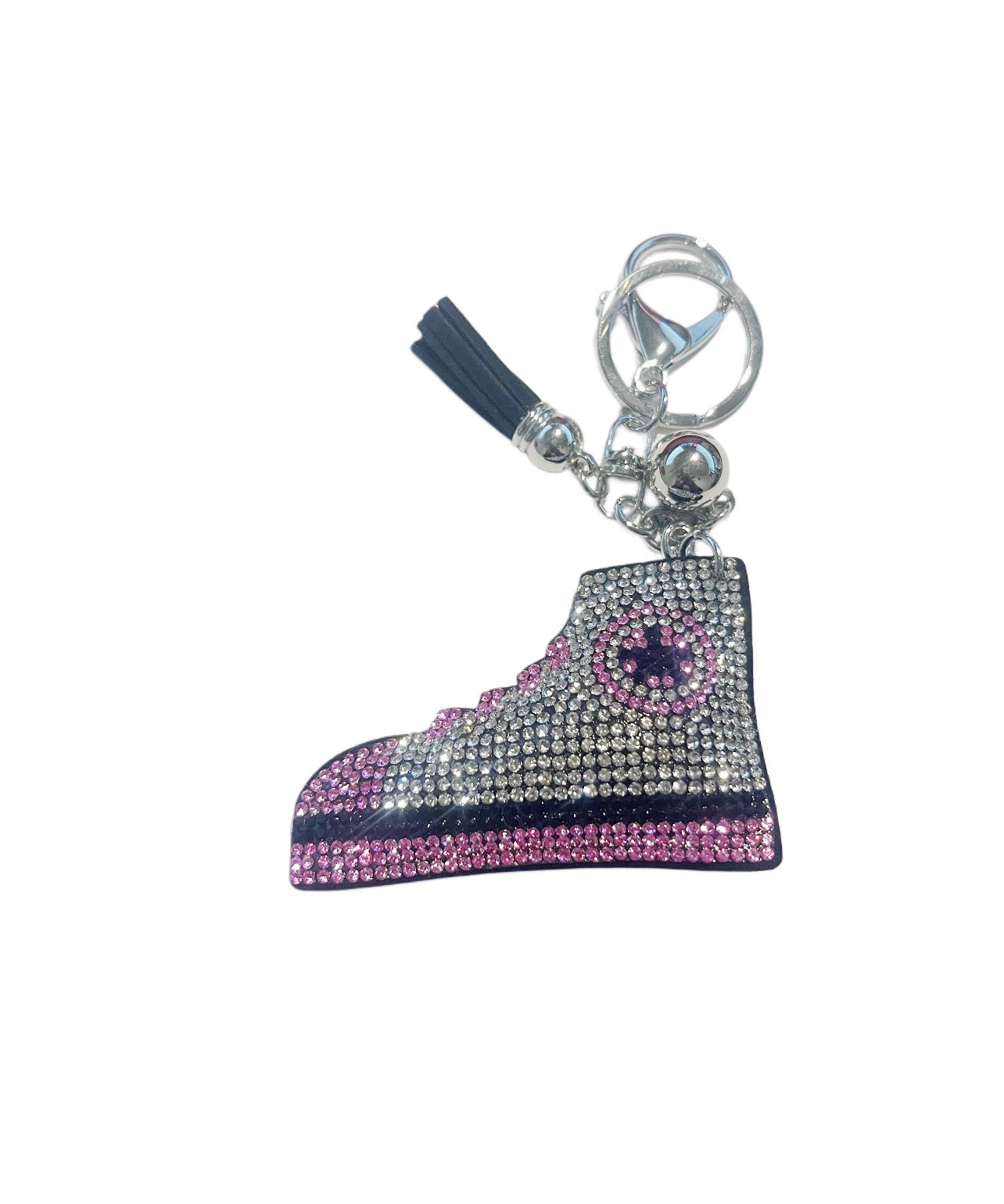White and Pink Bling Sneaker Keychain