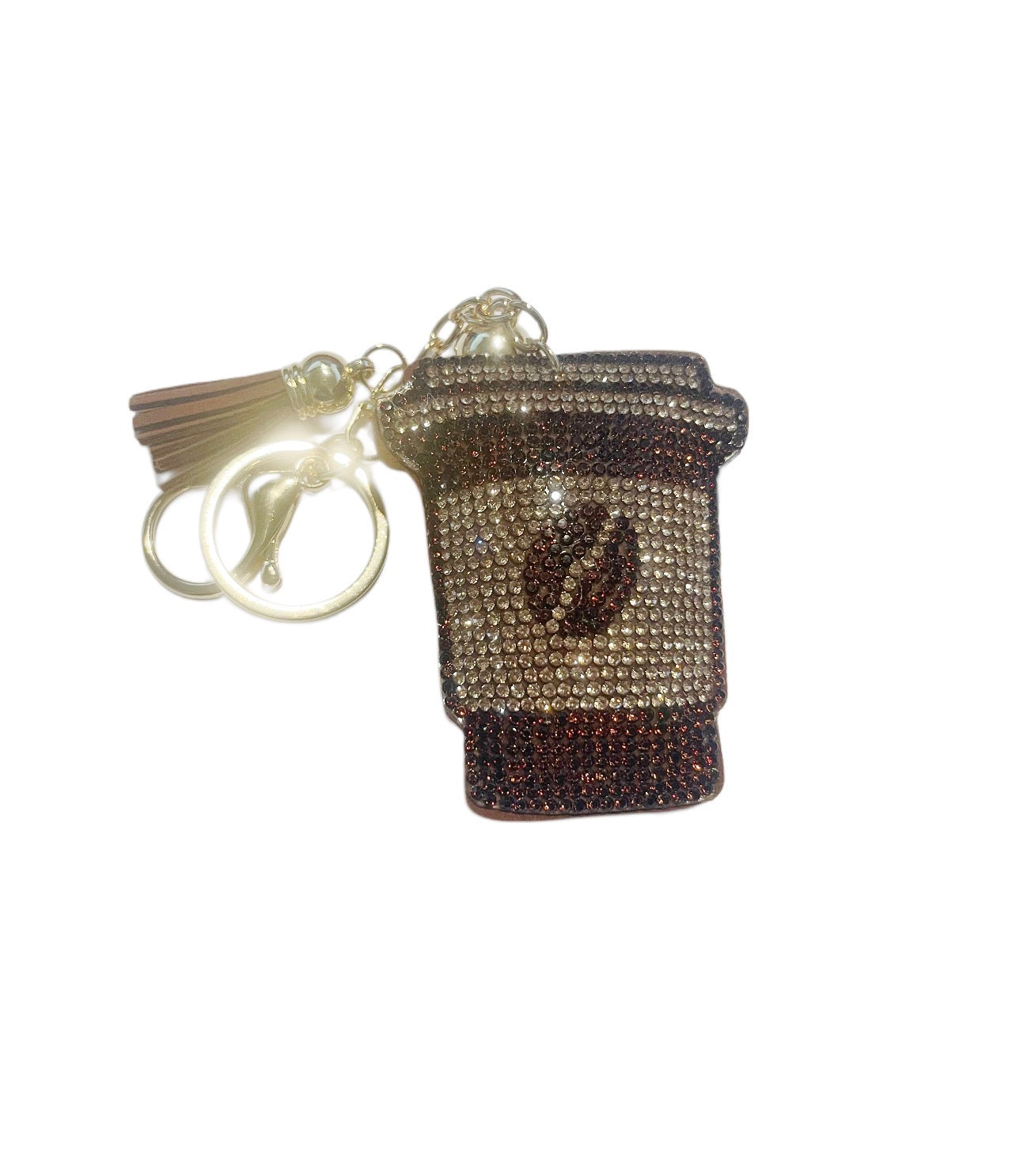 Brown Coffee Cup Bling Keychain