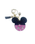 Pink and Black Minnie Bling Keychain