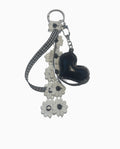 Black Heart with Daisy Keychain