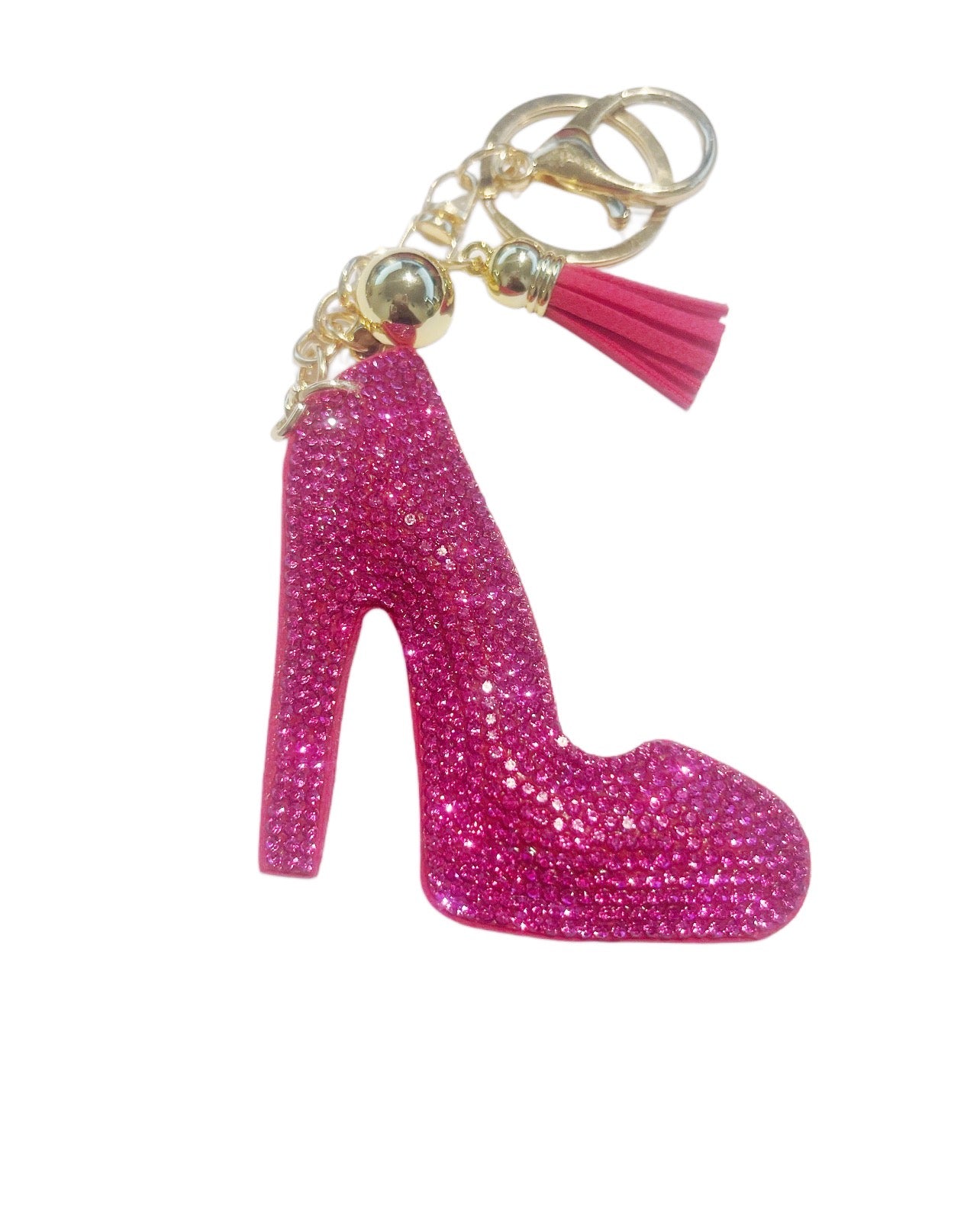 Hot Pink Bling High Heel Shoe Keychain