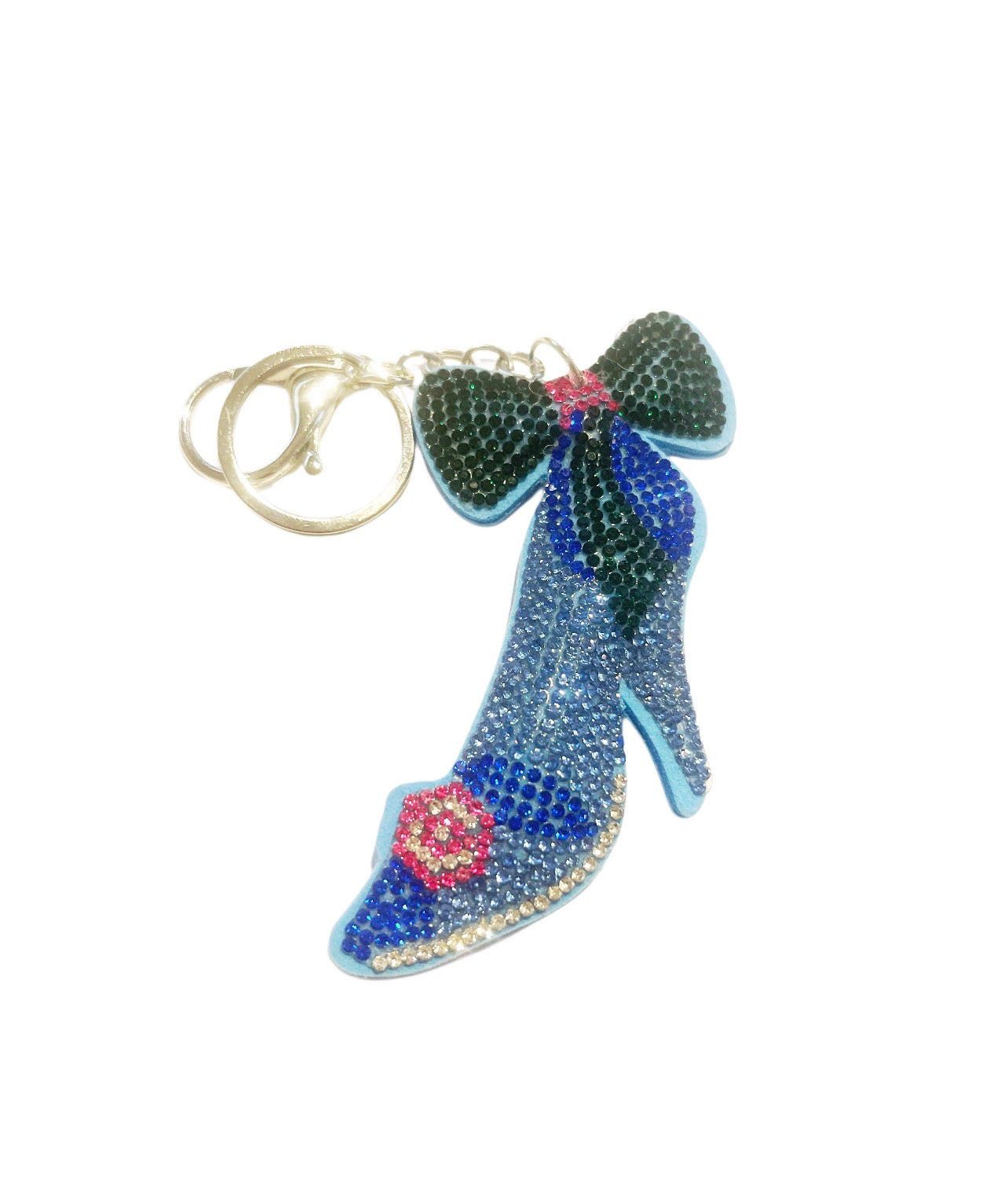 Blue Bow Bling High Heel Shoe Keychain