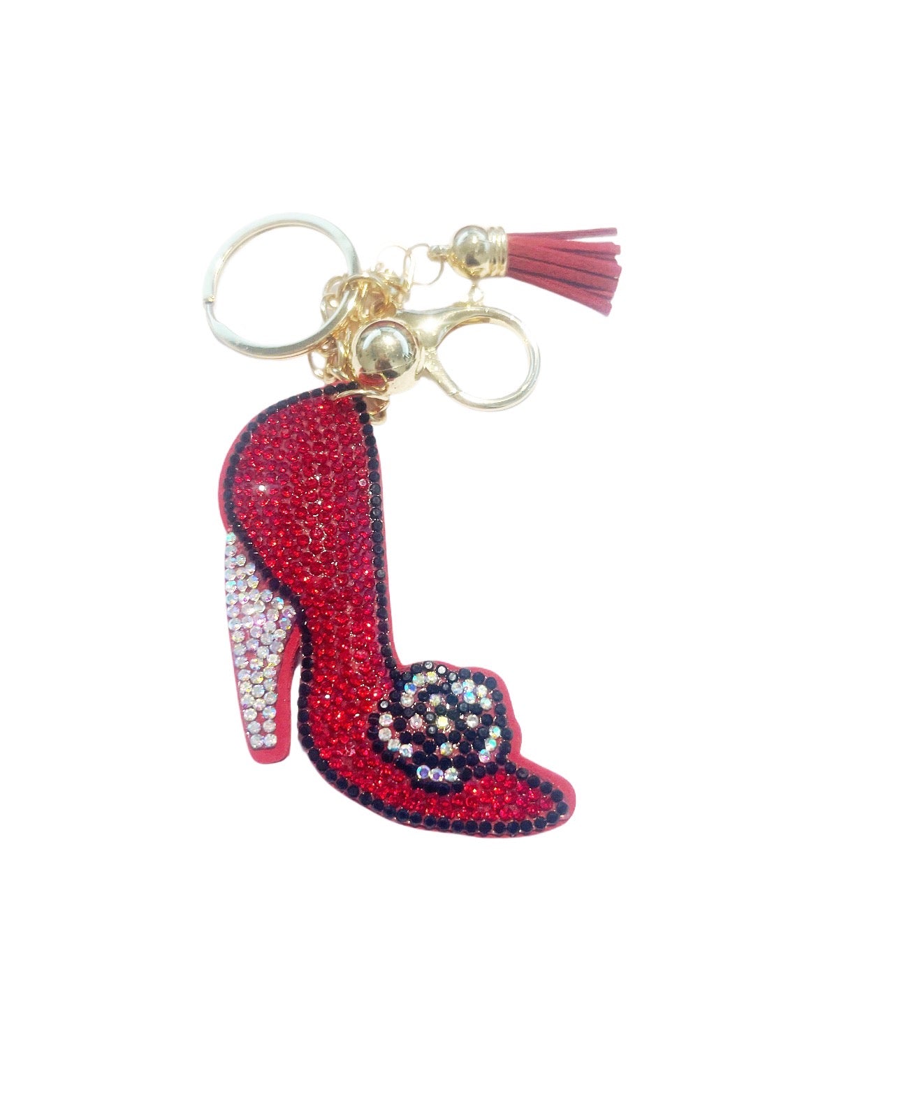 Red Bow Bling High Heel Keychain