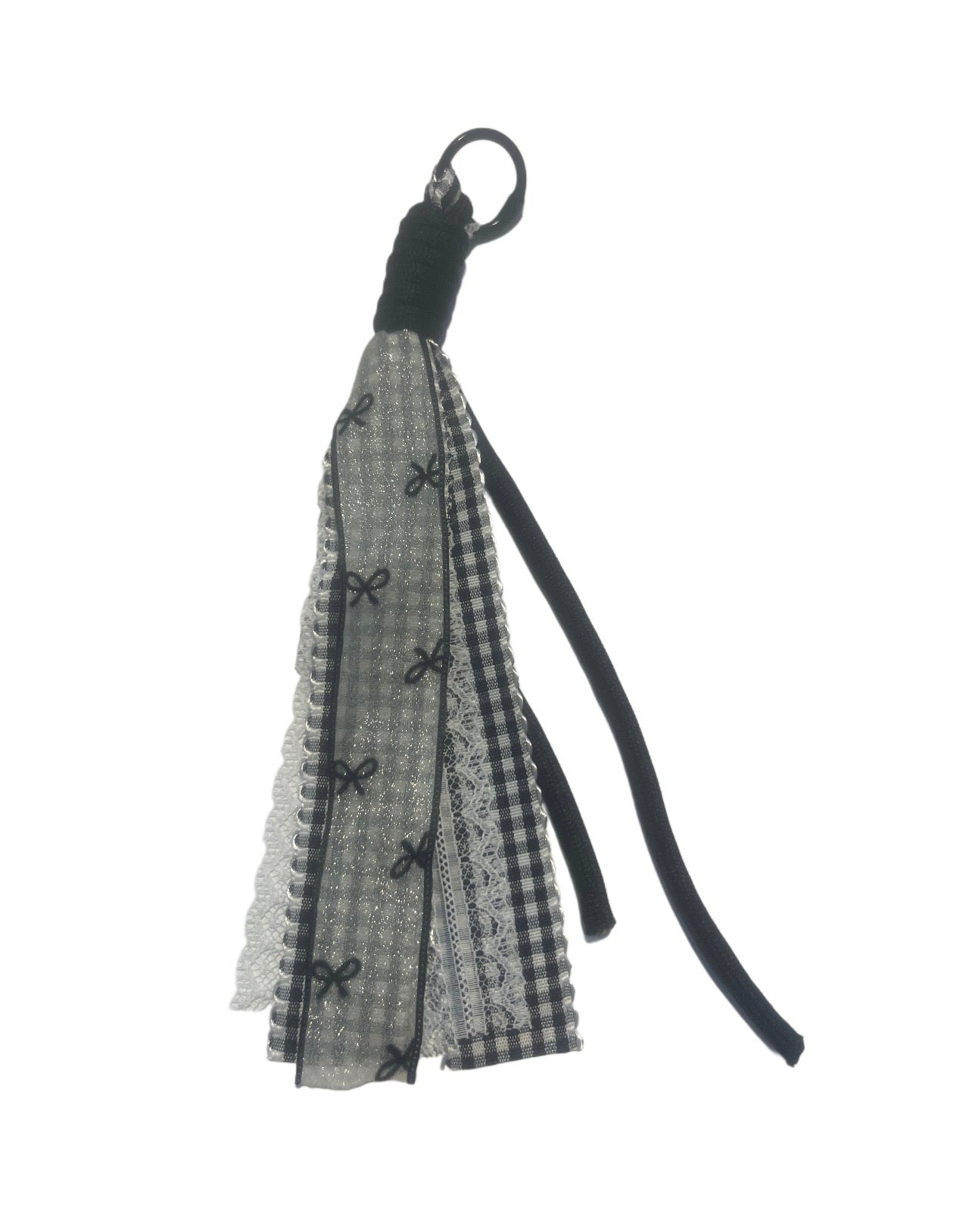 Black Rope Keychain with Bows