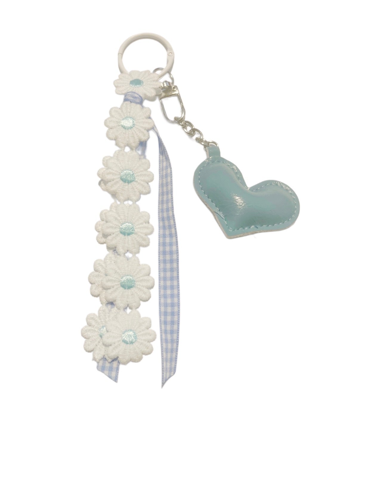 Blue Heart with Daisy Keychain