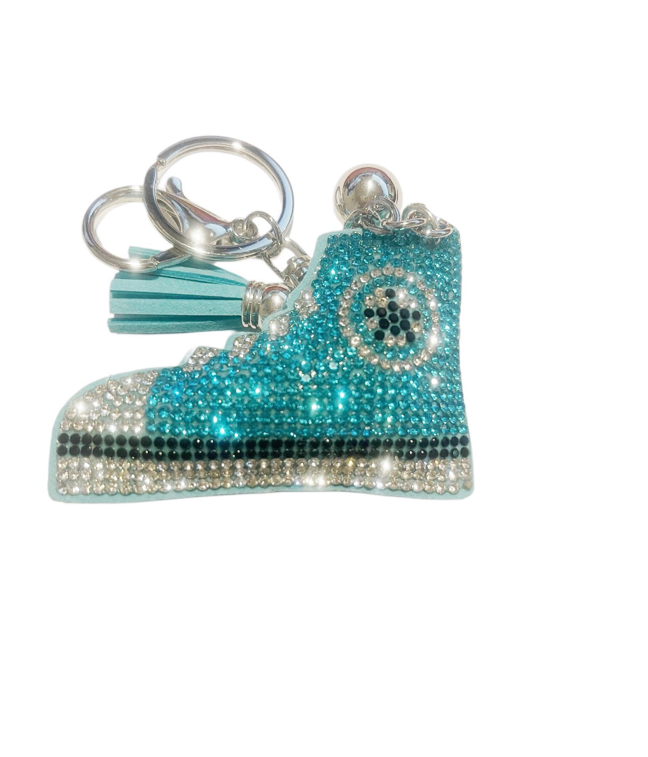 Turquoise Bling High Top Sneaker Keychain