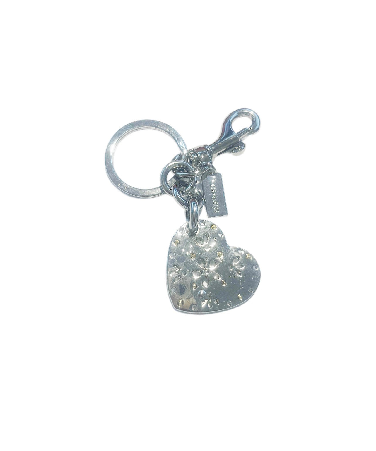 Coach Inspired Silver Heart Handbag Keychain