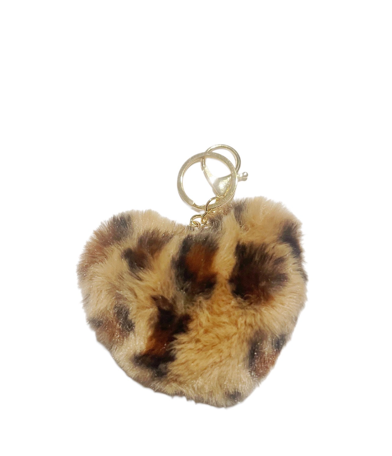 Brown Cheetah Heart Handbag Keychain