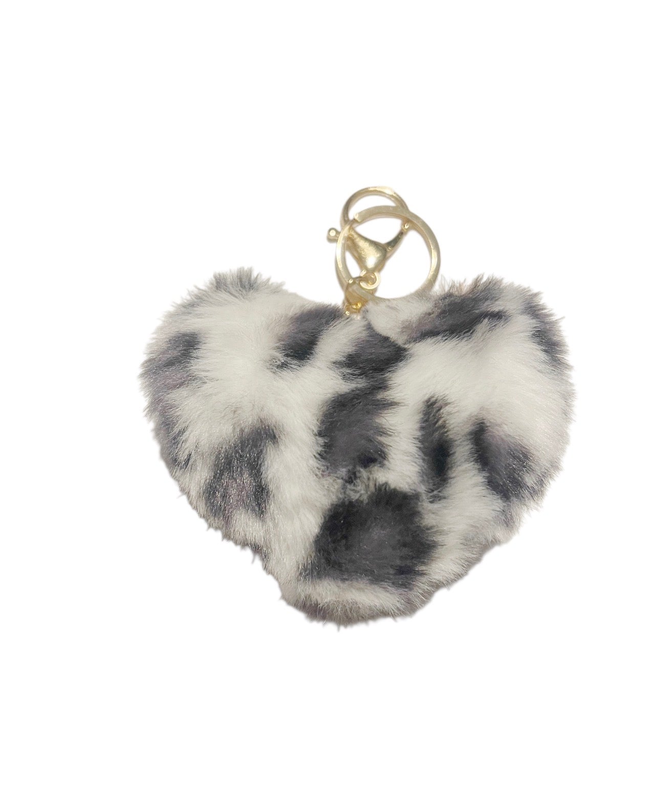 Black and White Cheetah Heart Handbag Keychain