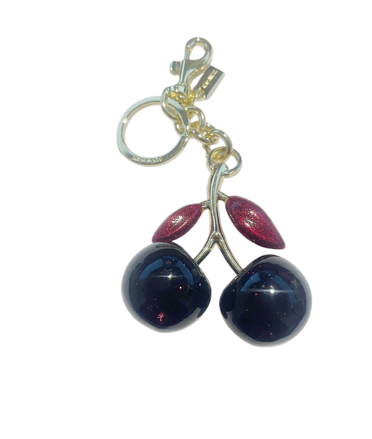 Coach Inspired Black Cherry with Red Bud Handbag Keychain