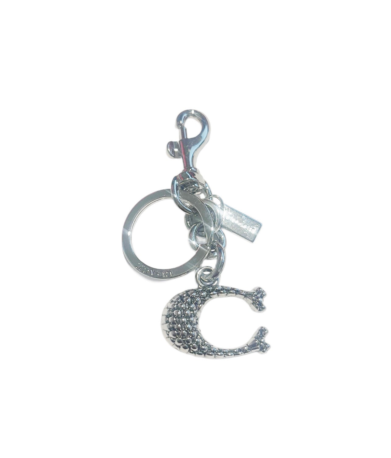 Coach inspired Silver and Black C Handbag Keychain