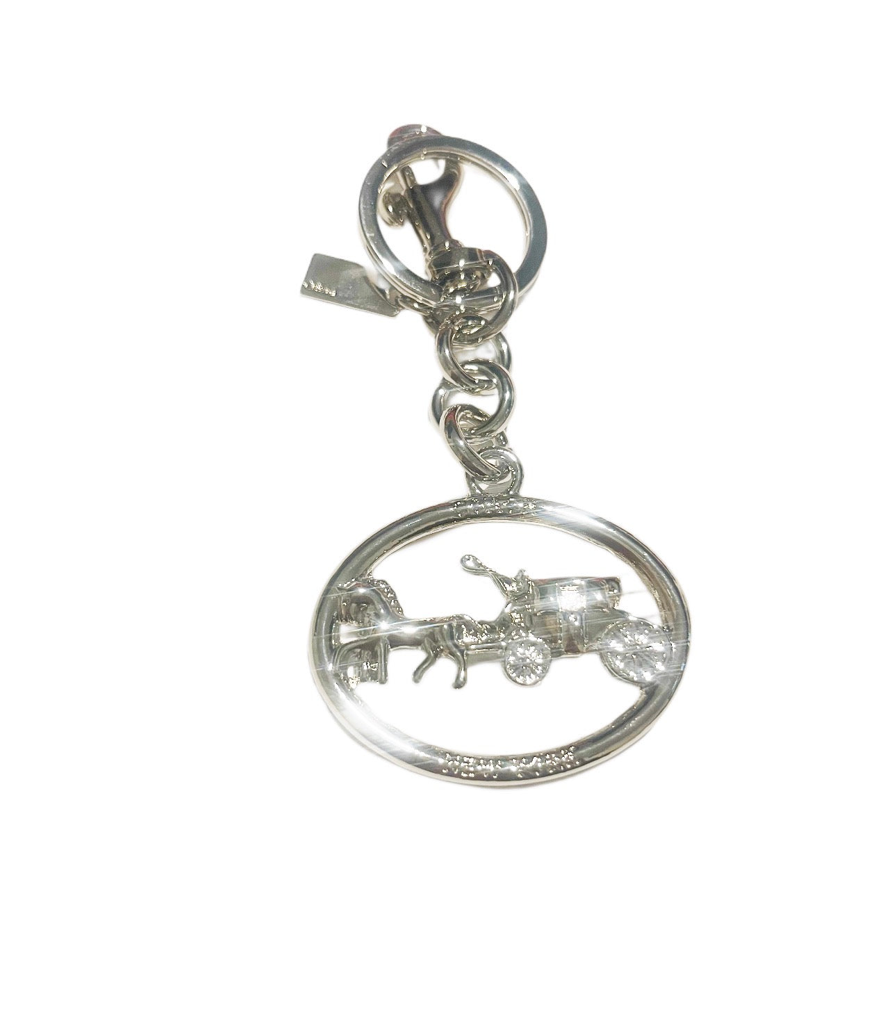 Coach Inspired Silver Heavy Duty Carriage Handbag Keychain