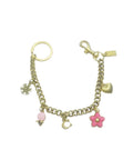 Coach Inspired Gold Handbag Chain with Pink Flower