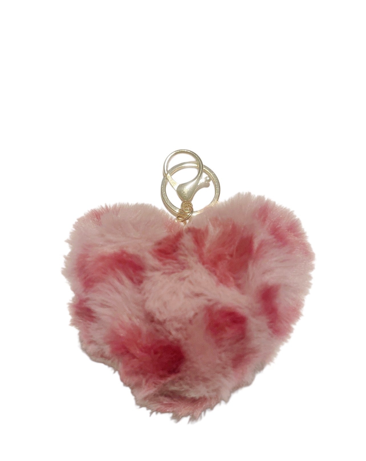 Pink and Light Pink Cheetah Heart Handbag Keychain