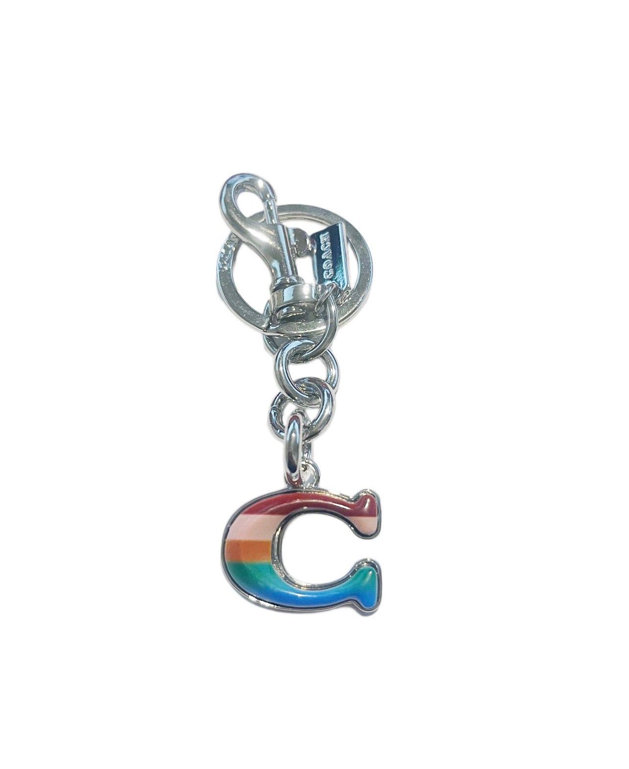 Coach Inspired Colorful C Silver Handbag Keychain