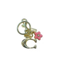 Coach Inspired Gold C with Pink Flower Handbag Charm