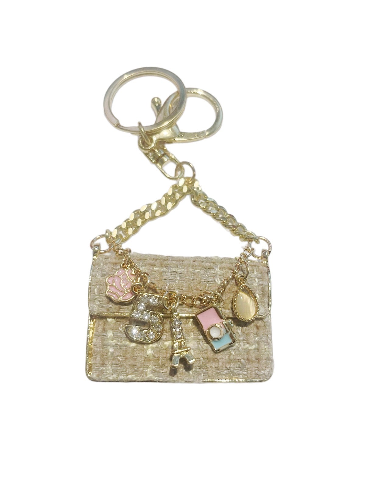 Beige Colored Handbag Charm