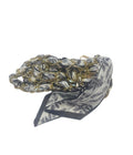 Black and White Flower Handbag Scarf with Gold Chain