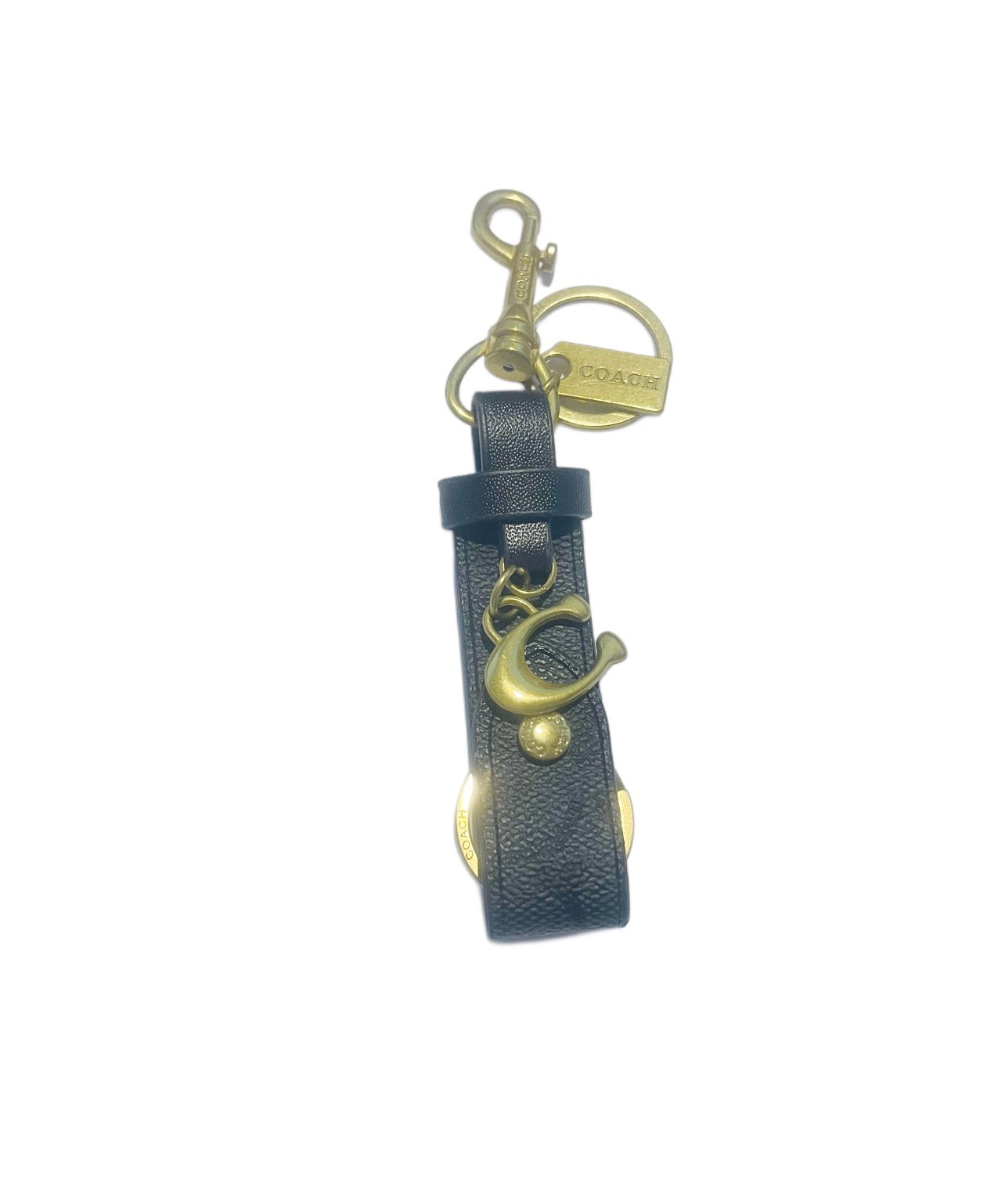 Coach Signature Inspired Black Keychain