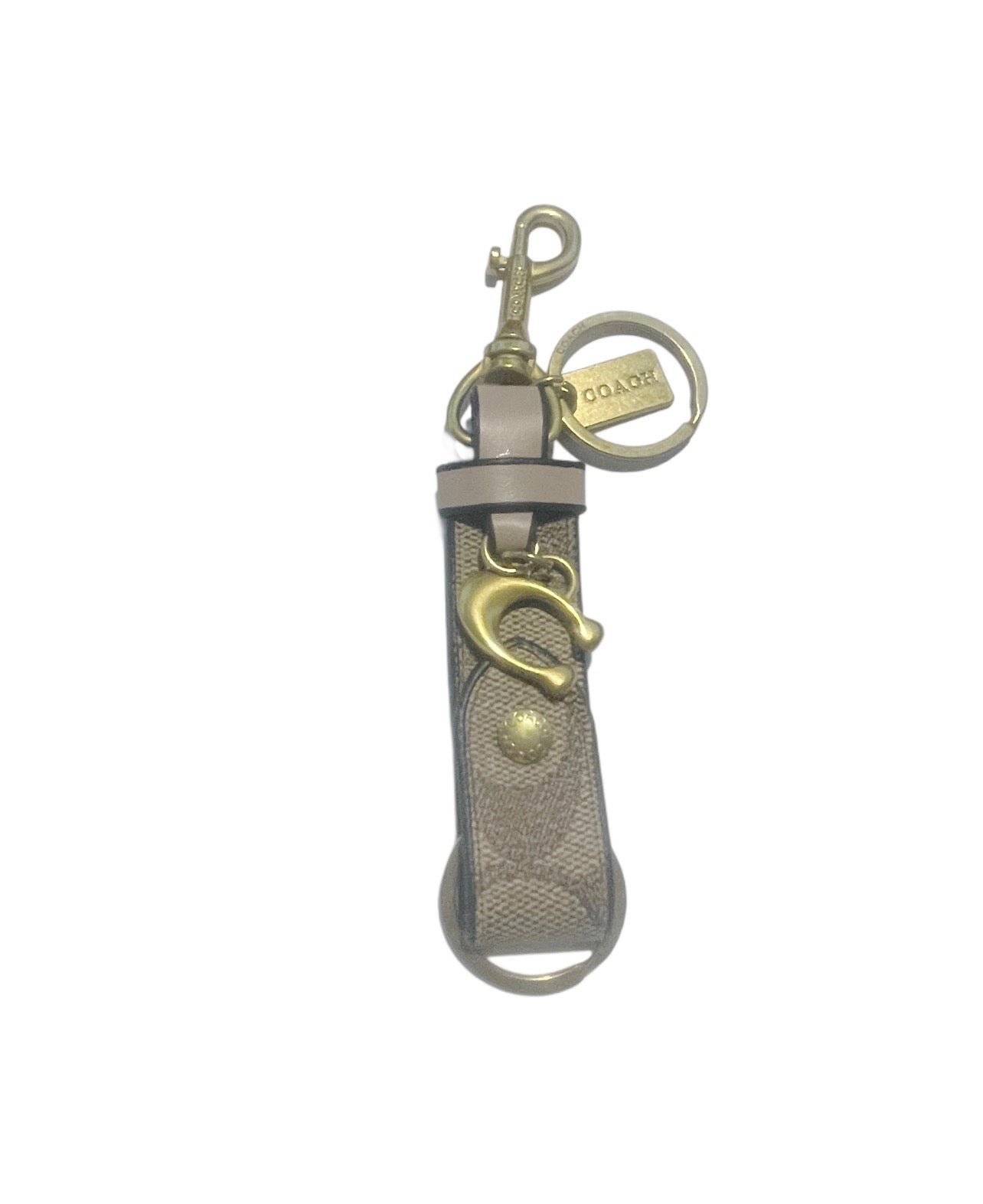 Coach Inspired Brown Signature Keychain