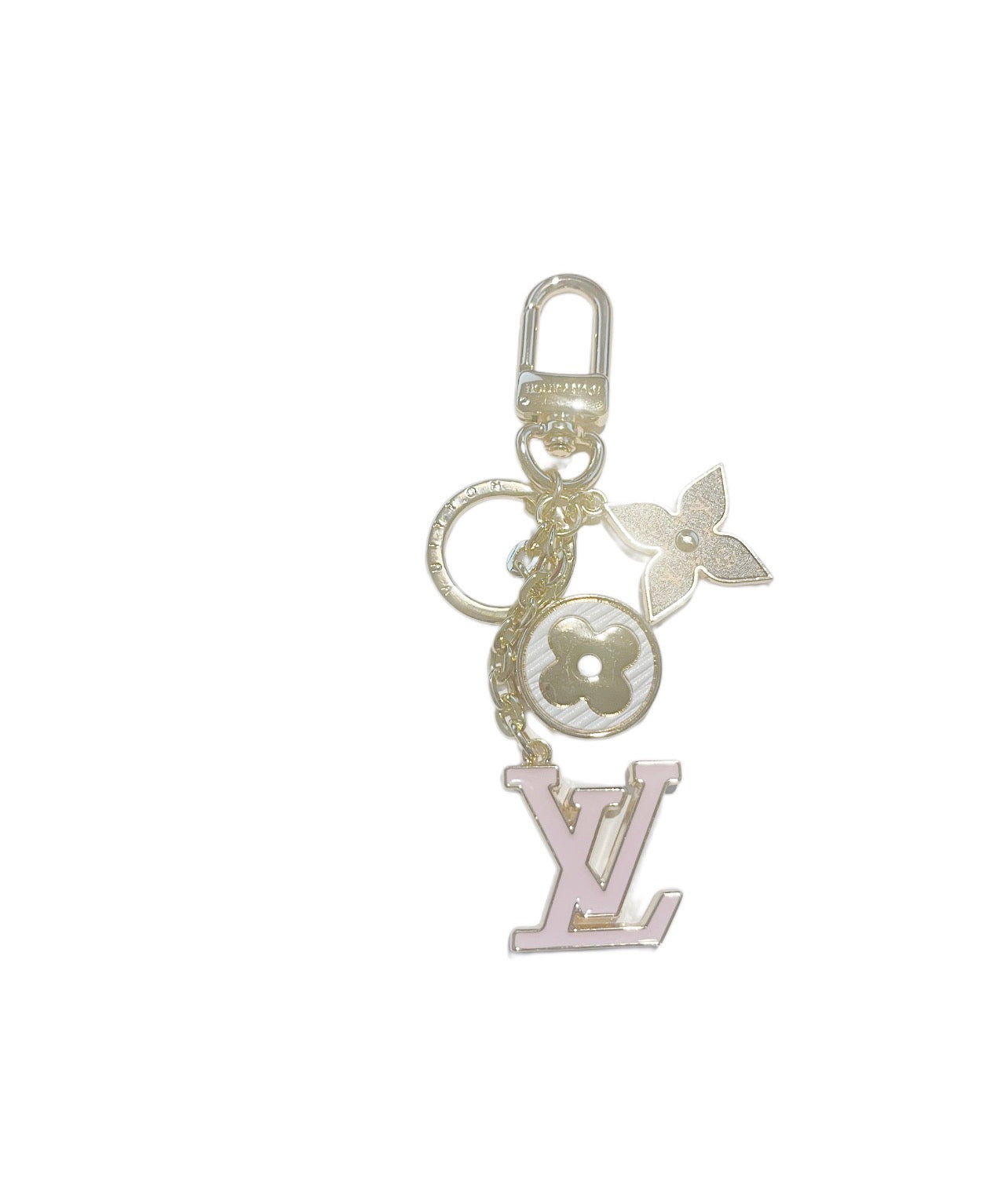 Pink LV Inspired Keychain with Tags