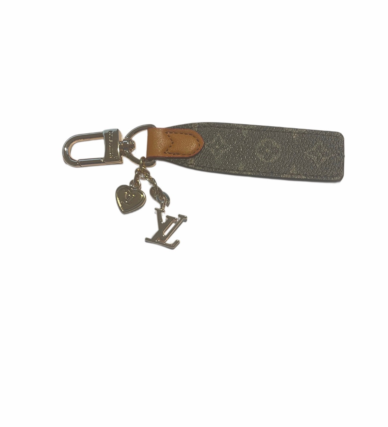 Brown LV Inspired Keychain with Tags