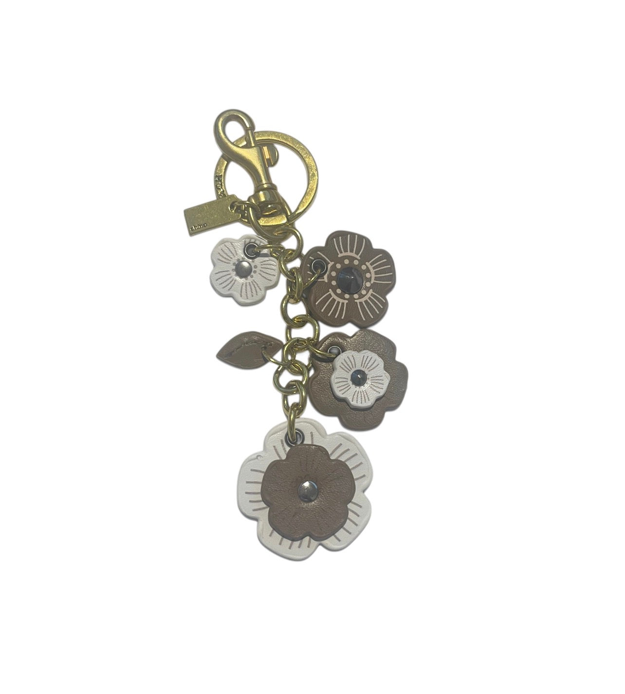 Coach Inspired Brown Leather Keychain