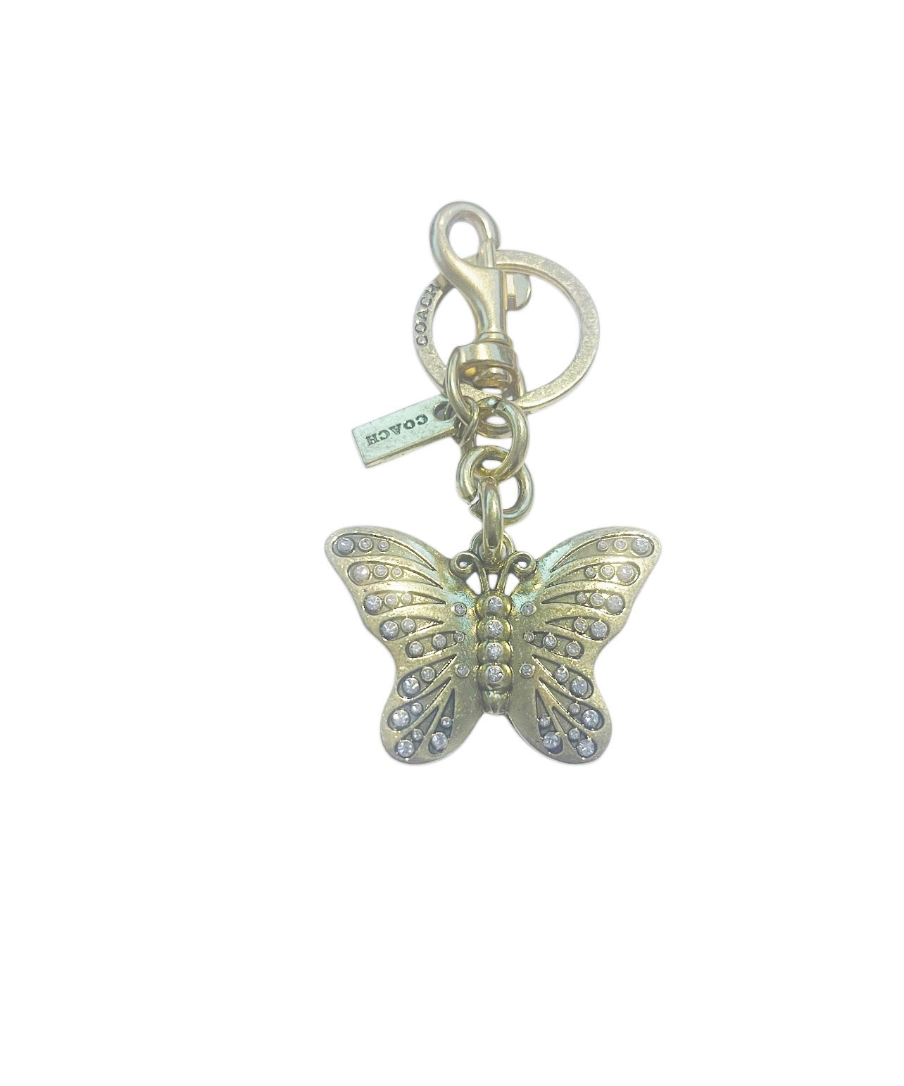 Coach Gold Rhinestone Butterfly Handbag Keychain