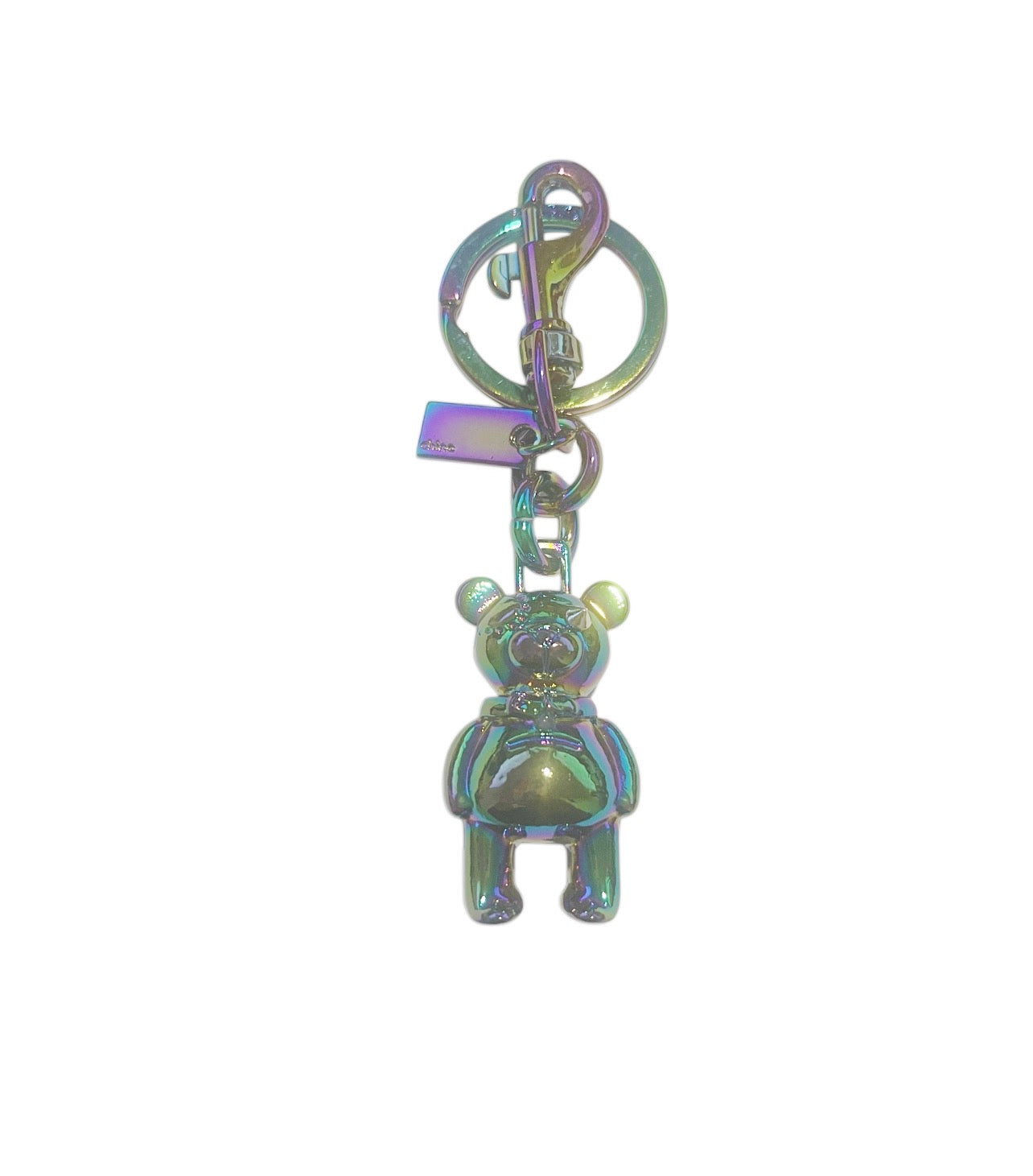 Coach Inspired Tri-Color Teddy Bear Keychain