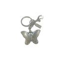 Coach Inspired Silver Rhinestone Butterfly Handbag Keychain