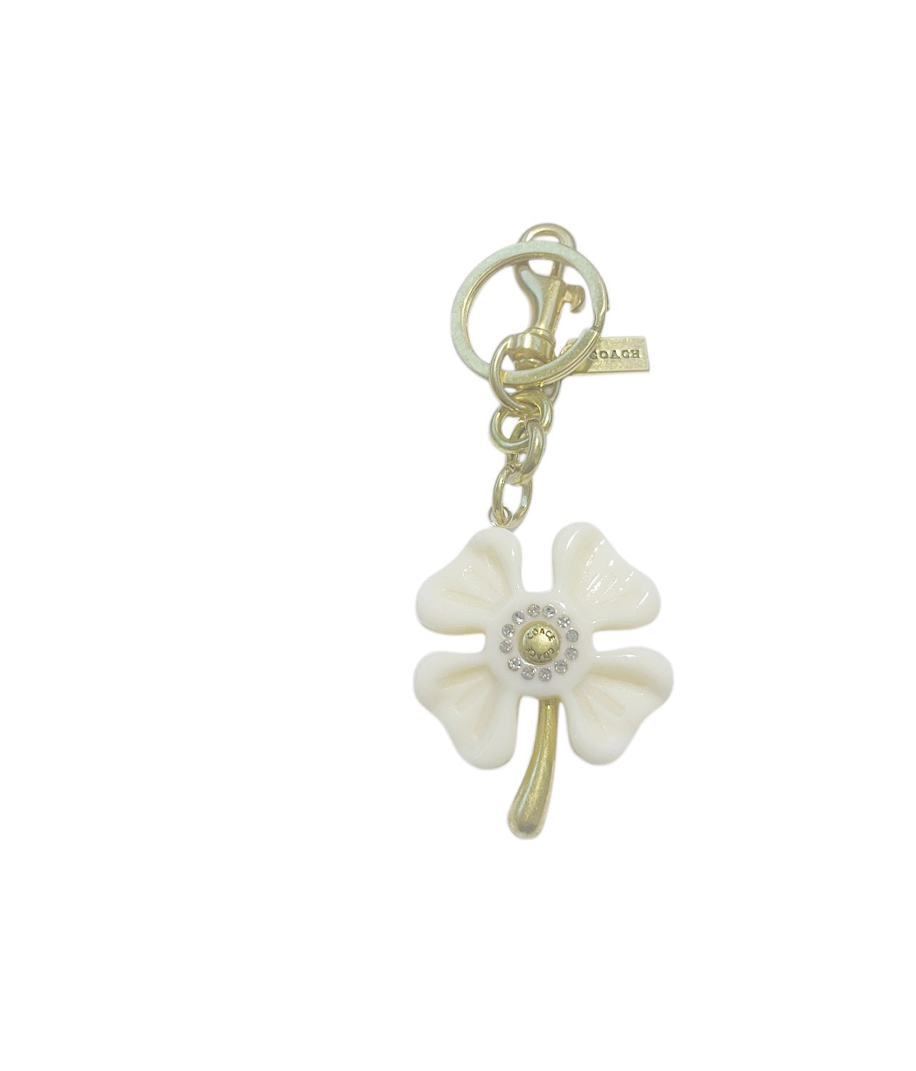 Coach Inspired White Flower with Gold Stem