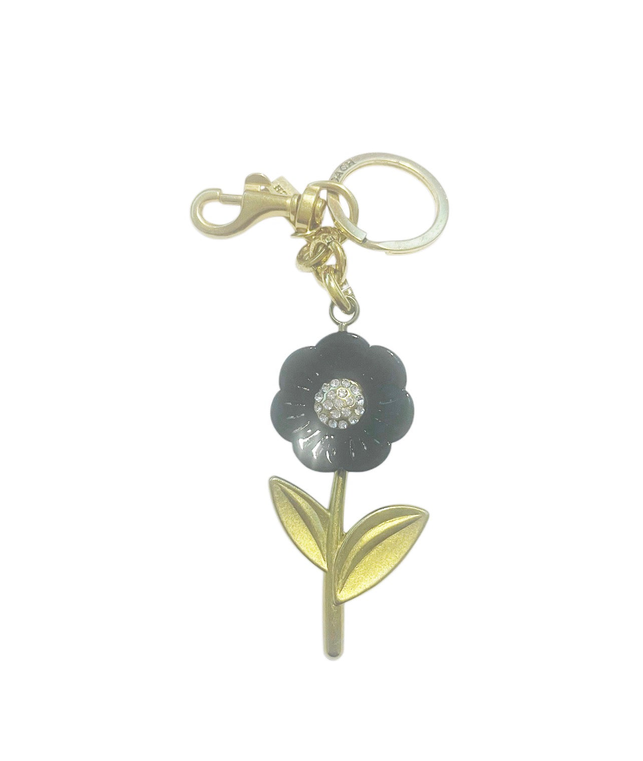 Coach Inspired Black Flower Keychain