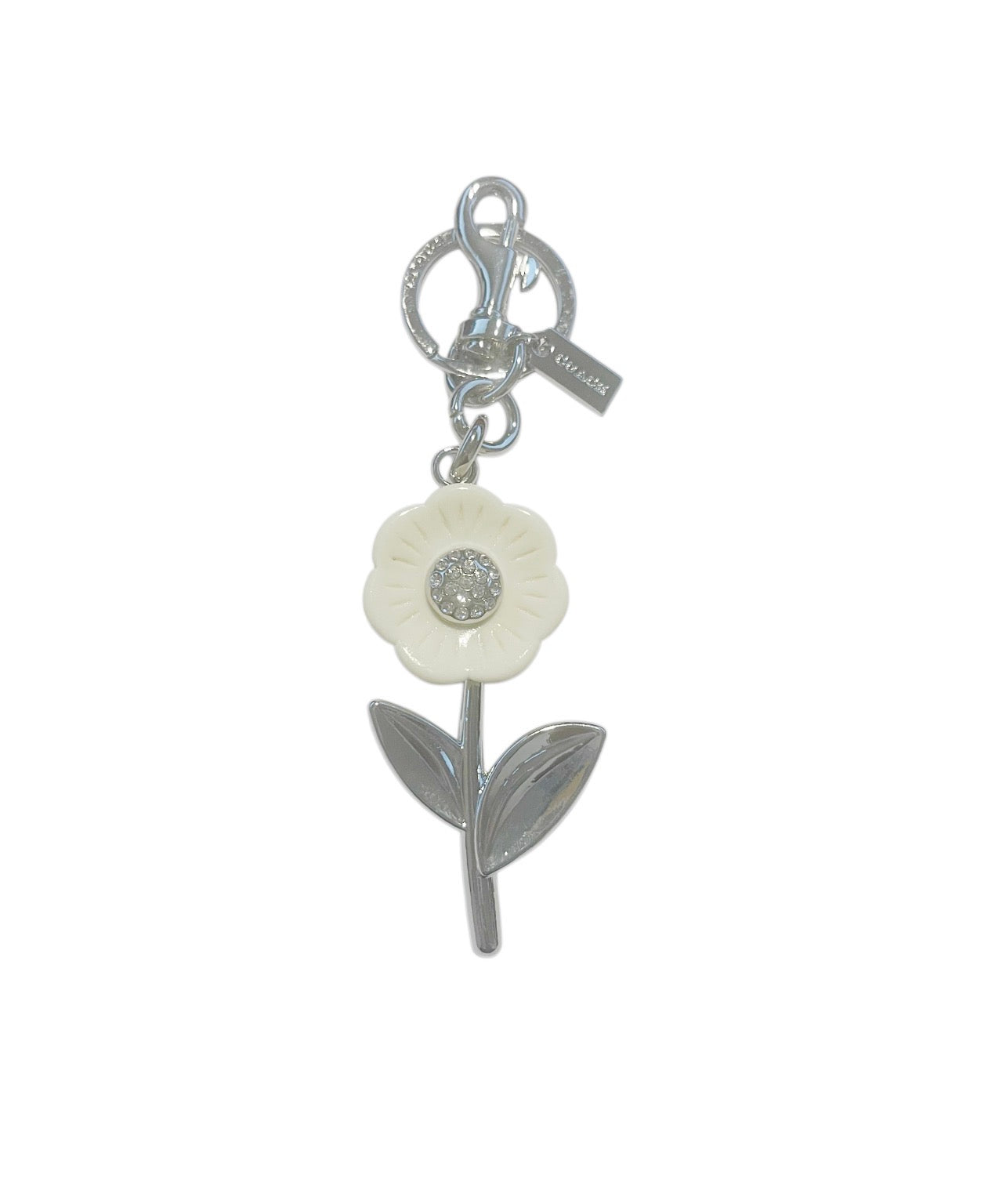 Coach Inspired White Flower with Silver Petals