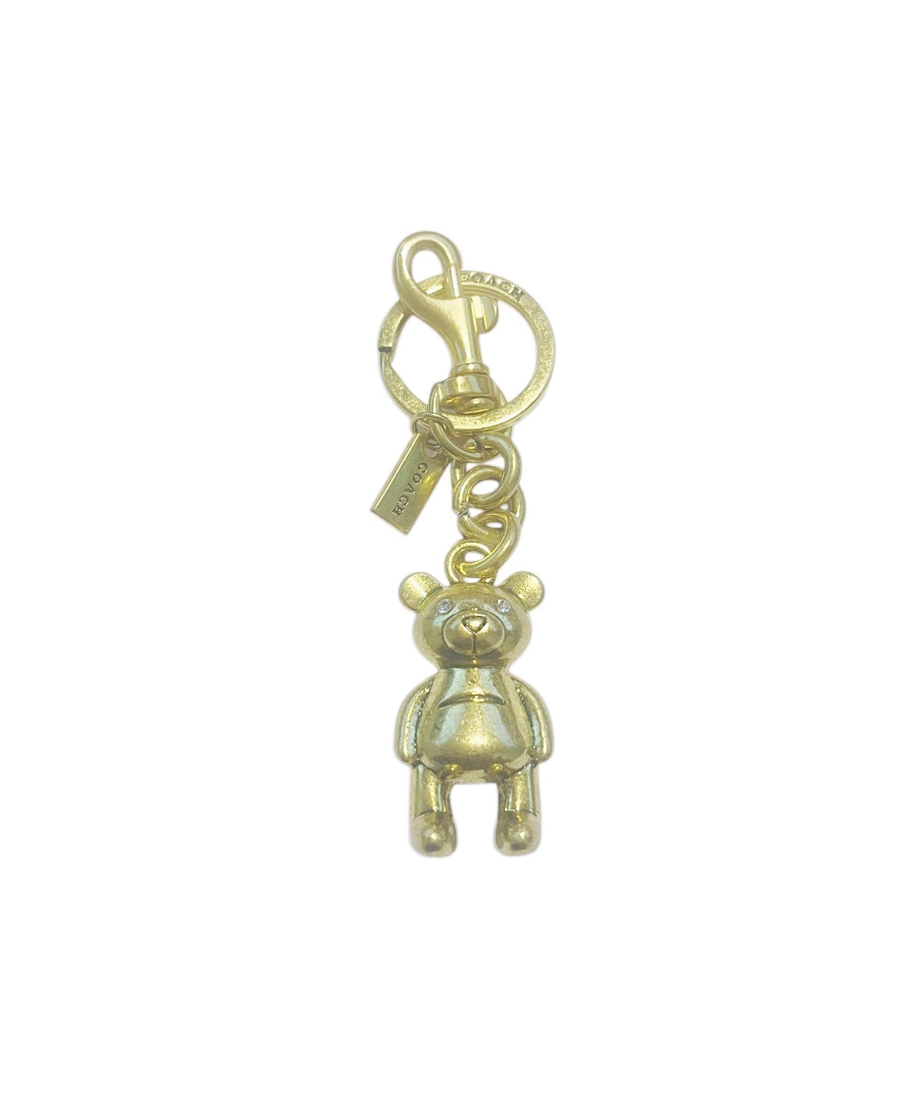 Coach Inspired Gold Teddy Bear Handbag Keychain