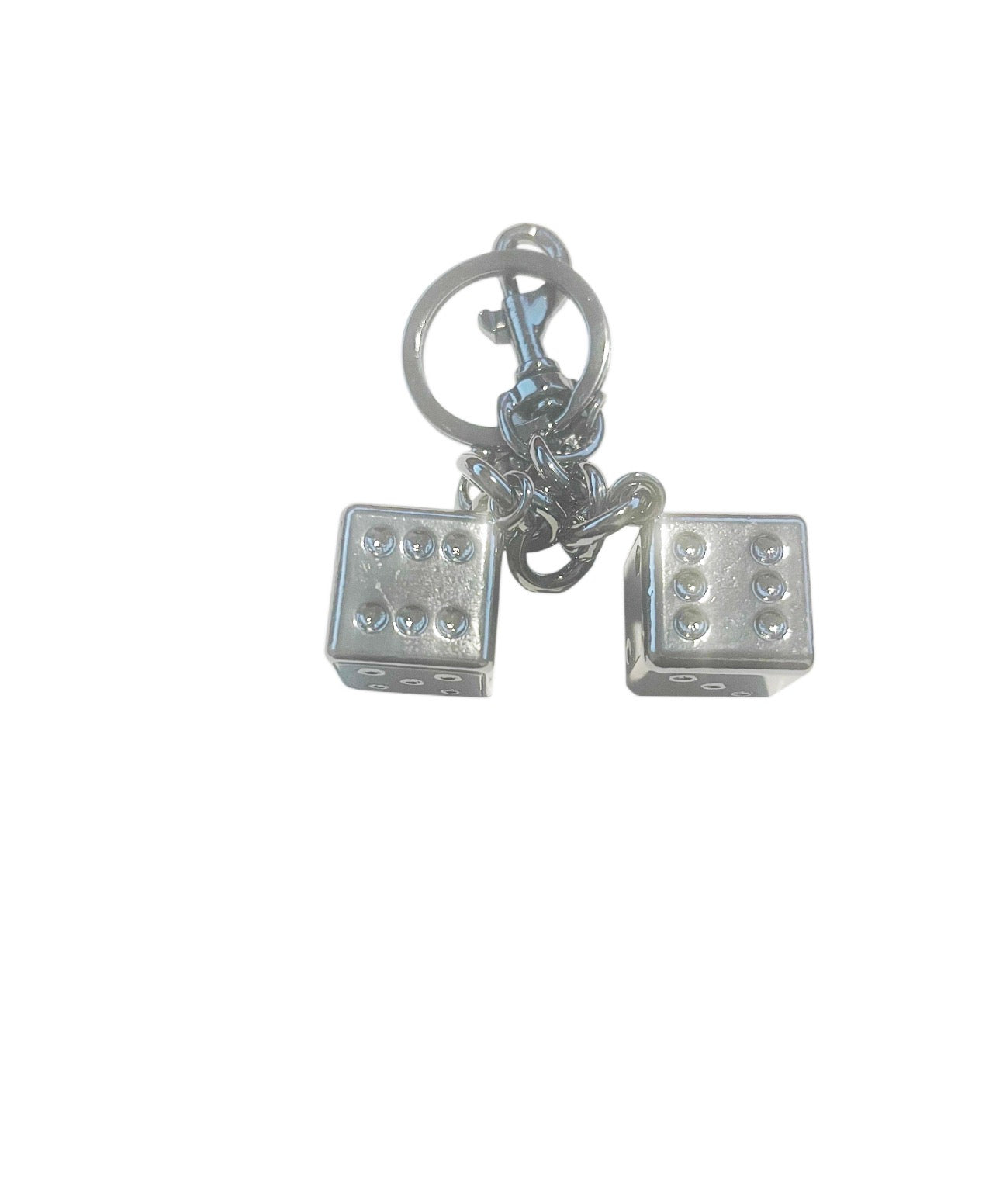Coach Inspired Silver Dice Handbag Keychain
