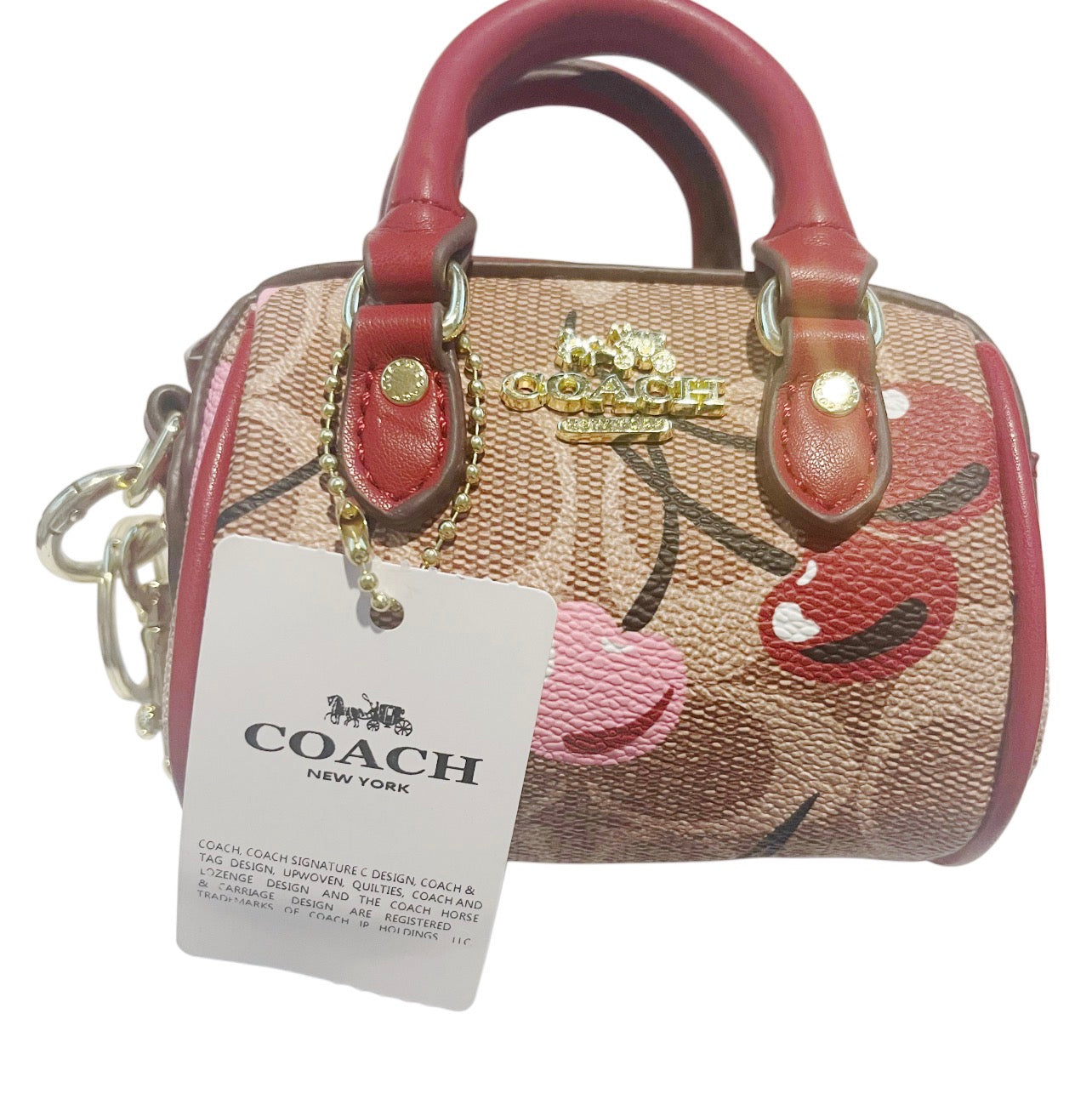 Coach Inspired Red and Beige Mini Rowan