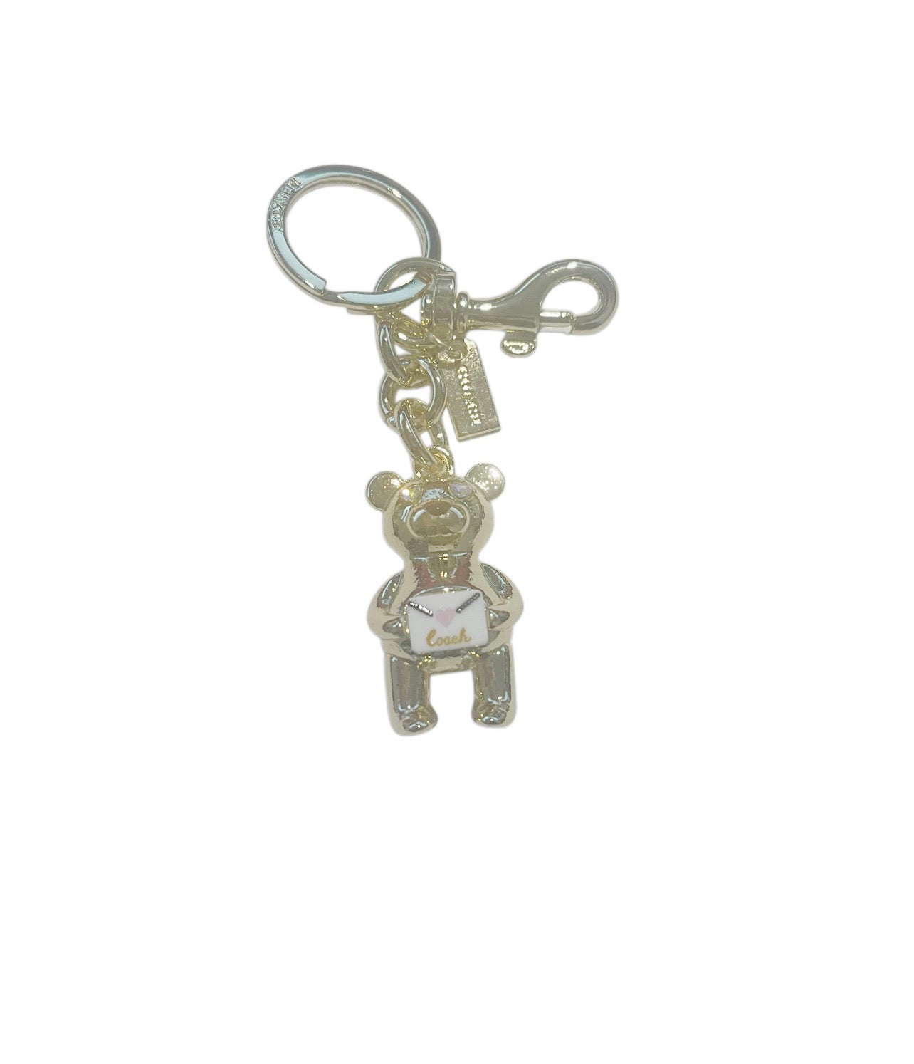 Coach Inspired Gold Teddy Bear Handbag Keychain